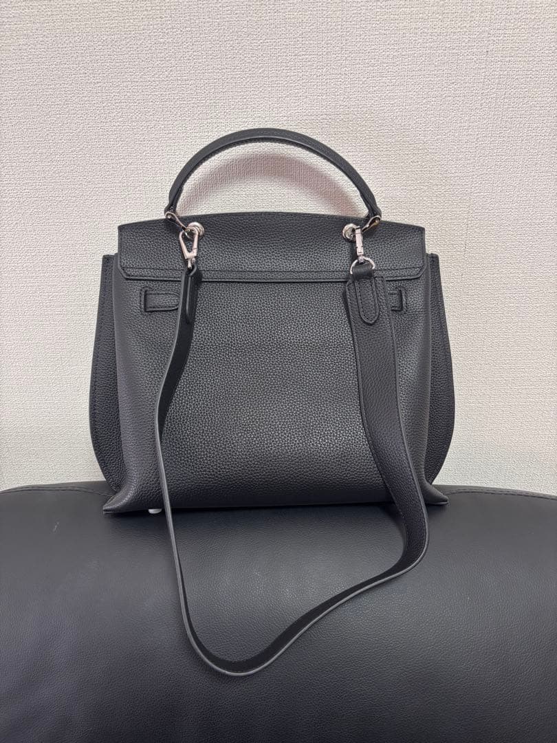 2way 黒 レザー ハンドバッグ 牛革