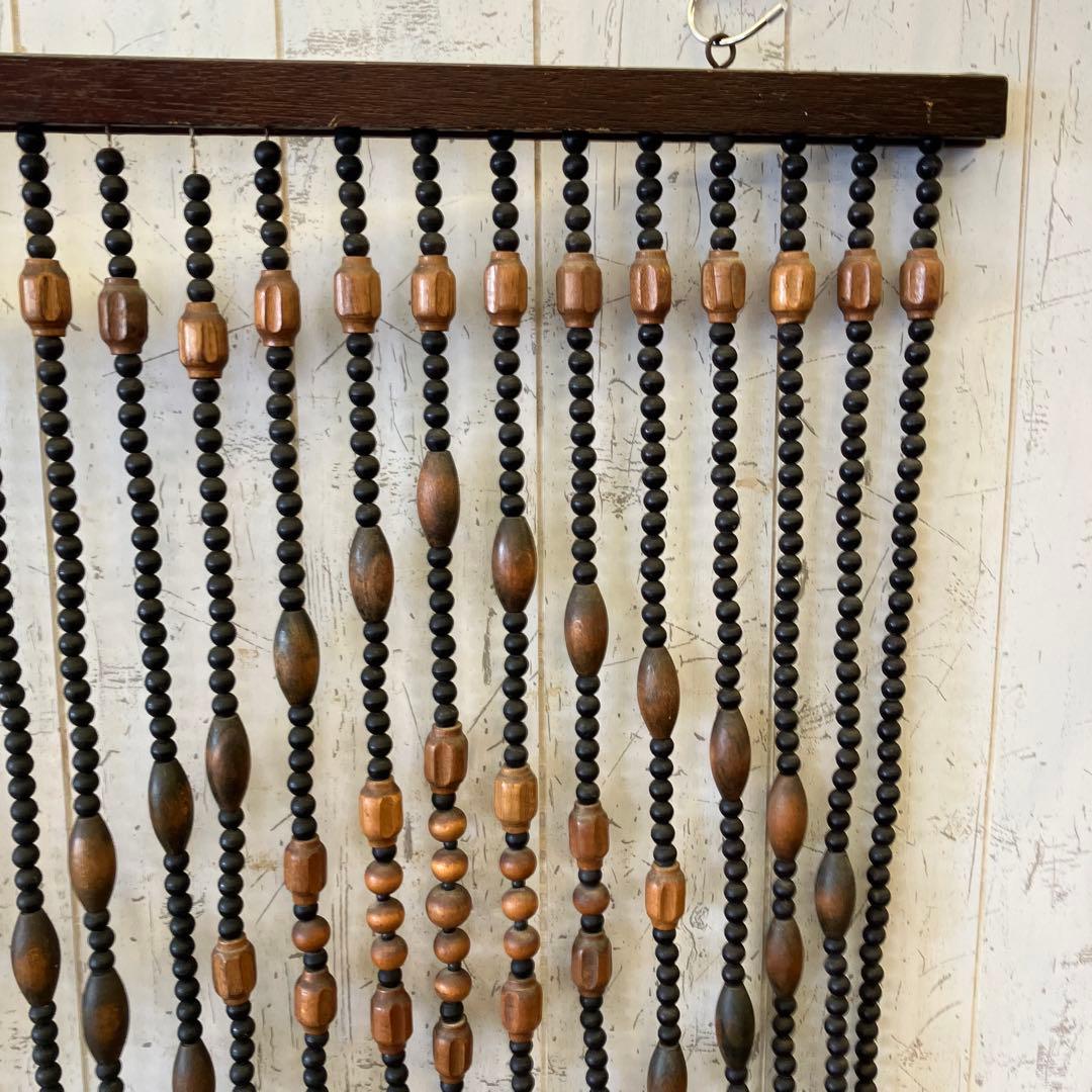 昭和レトロ 珠のれん 当時物 木玉ビーズ 暖簾 昭和レトロ 珠のれん 珠
