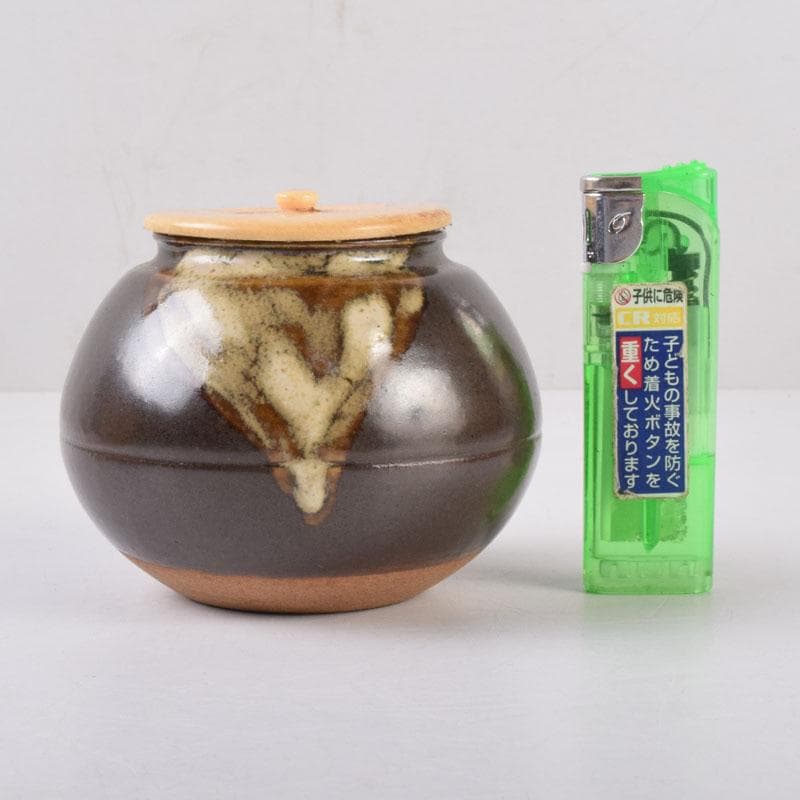 茶道具 膳所焼 淡海ぜぜ 平茶入 仕覆付 宗達極書付箱 M 8488 - メルカリ