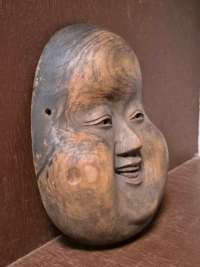 楽天市場】楠面 お多福面 おたふく おかめ 木彫り お面 壁掛け用