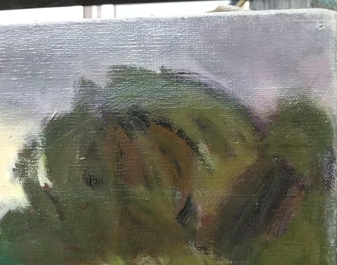 油絵「里」さと 1975 F8 油彩画 絵画 風景画 アート