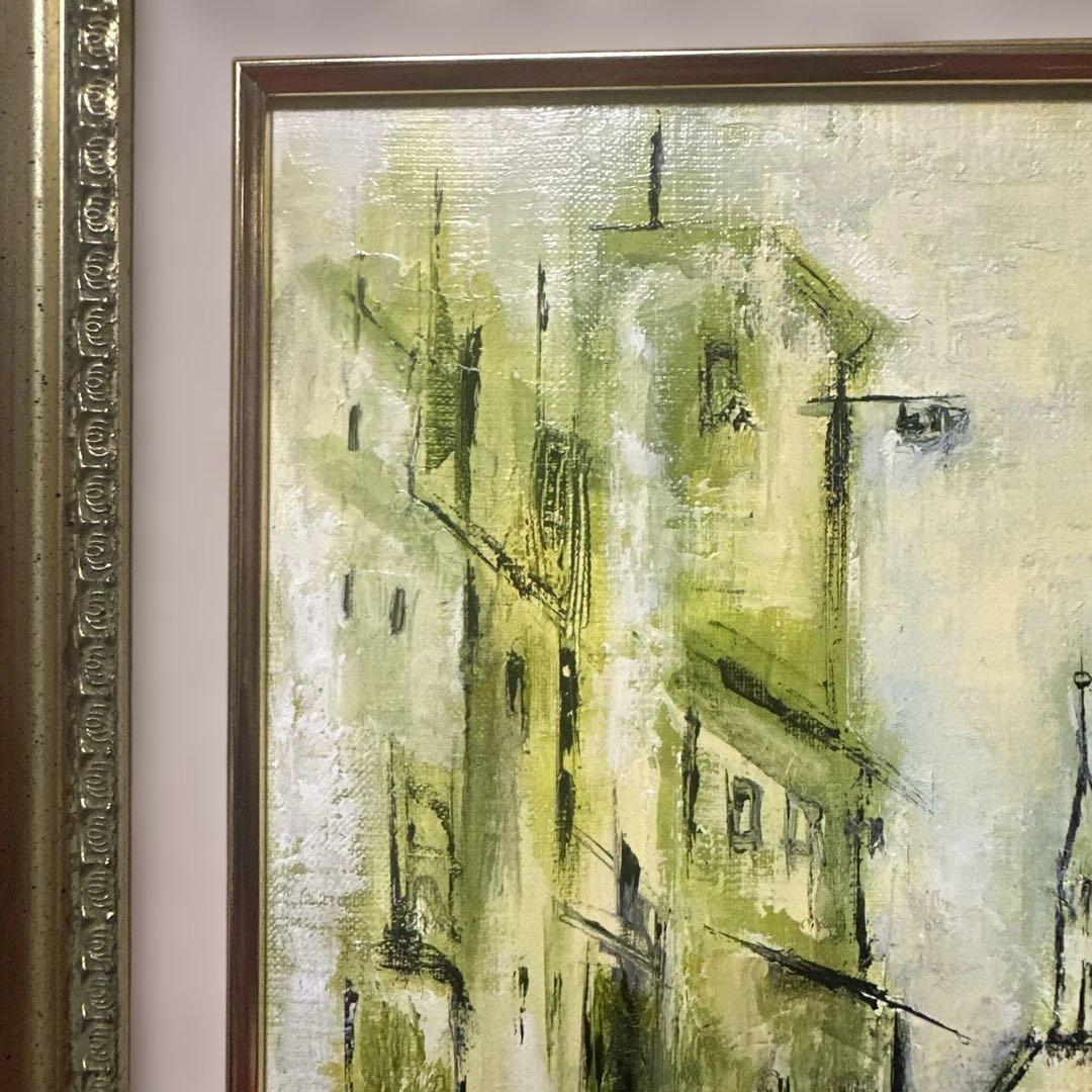 ブ*リ様 セピア色 油彩画 永井弘子 街角の白いバラ 絵画 真