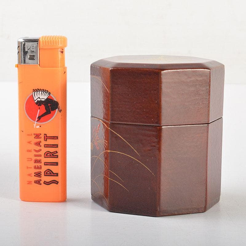 茶道具　道場宗廣作　宗観好　二季鳥茶入　共箱　V　6740