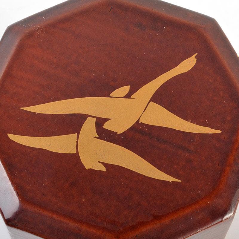 茶道具　道場宗廣作　宗観好　二季鳥茶入　共箱　V　6740