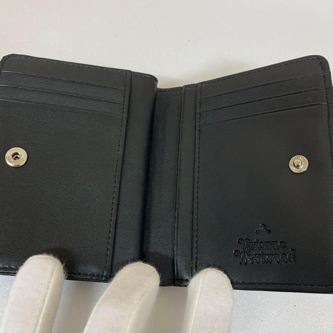 ヴィヴィアンウエストウッド　折り財布　オーブ　ガマ口　レザー　黒
