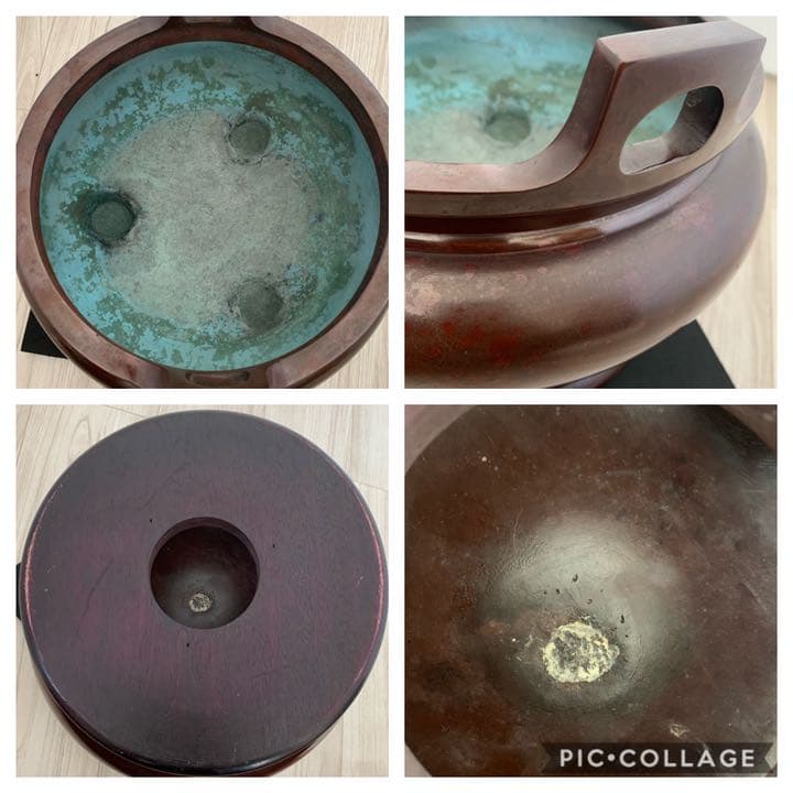 品格のある 喜龍堂造 㐂龍堂 紫銅 宣徳瓶掛 火鉢 金