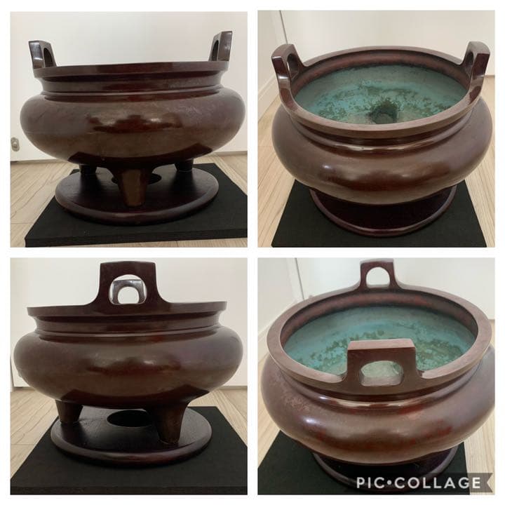 品格のある 喜龍堂造 㐂龍堂 紫銅 宣徳瓶掛 火鉢 金