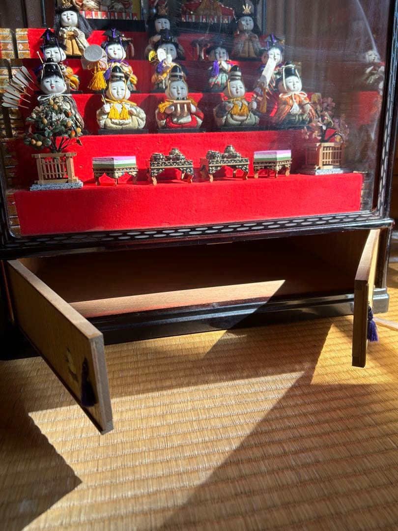超希少　雛人形　木目込十五人飾り　ガラスケース5段飾り　お雛様　古いひな人形