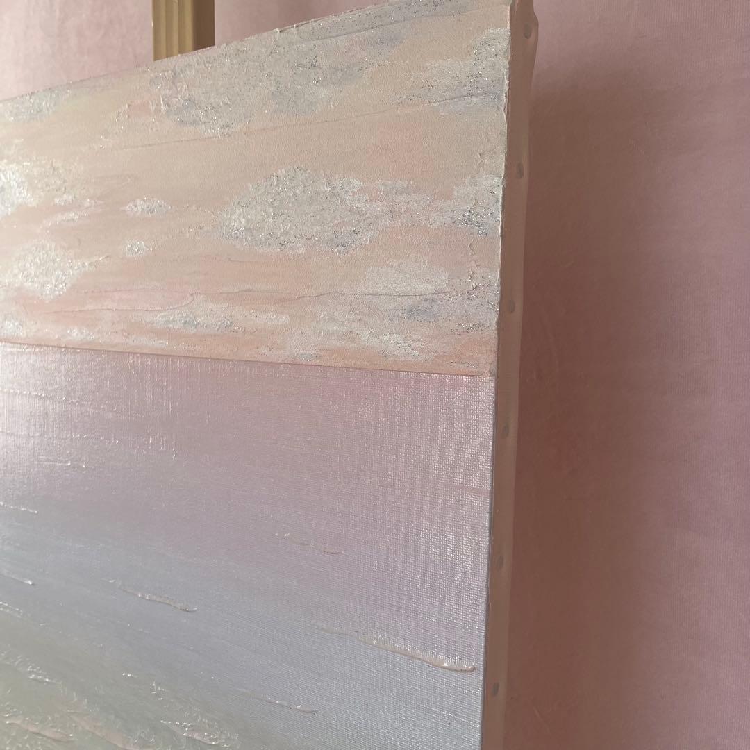 ピンクインテリア 海の風景 テクスチャーアート 海の絵 海 海アート