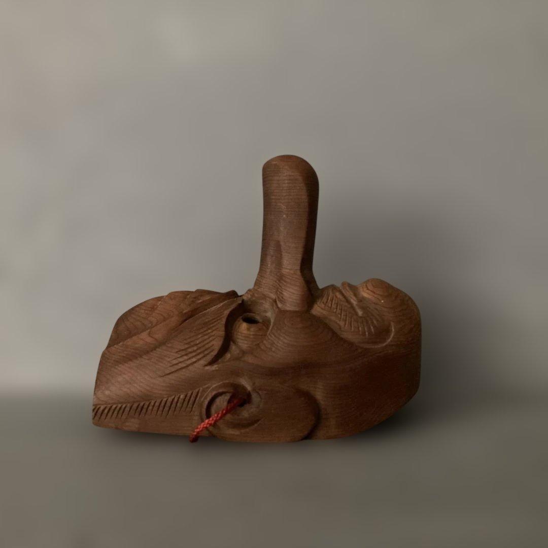 天狗 木彫一刀彫り お面 天然木 壁掛 魔除 開運