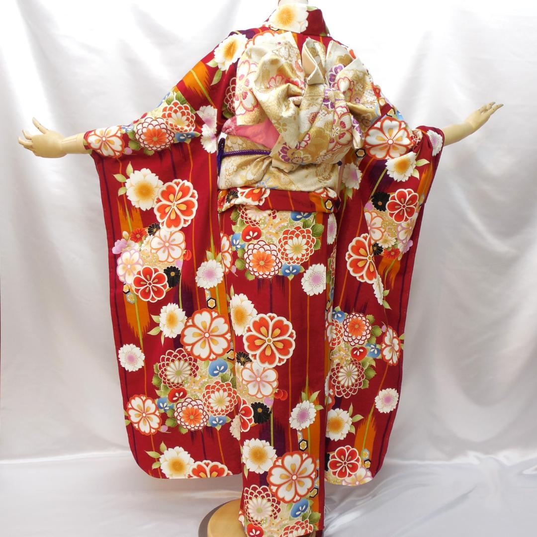 未使用品☆洗える振袖 振袖フルセット ポリ 成人式 振袖 M～Lサイズ