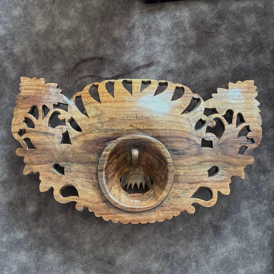 聖獣 バロン バリ島 手彫り 木彫 エスニック 壁掛け 魔除け 長さ31