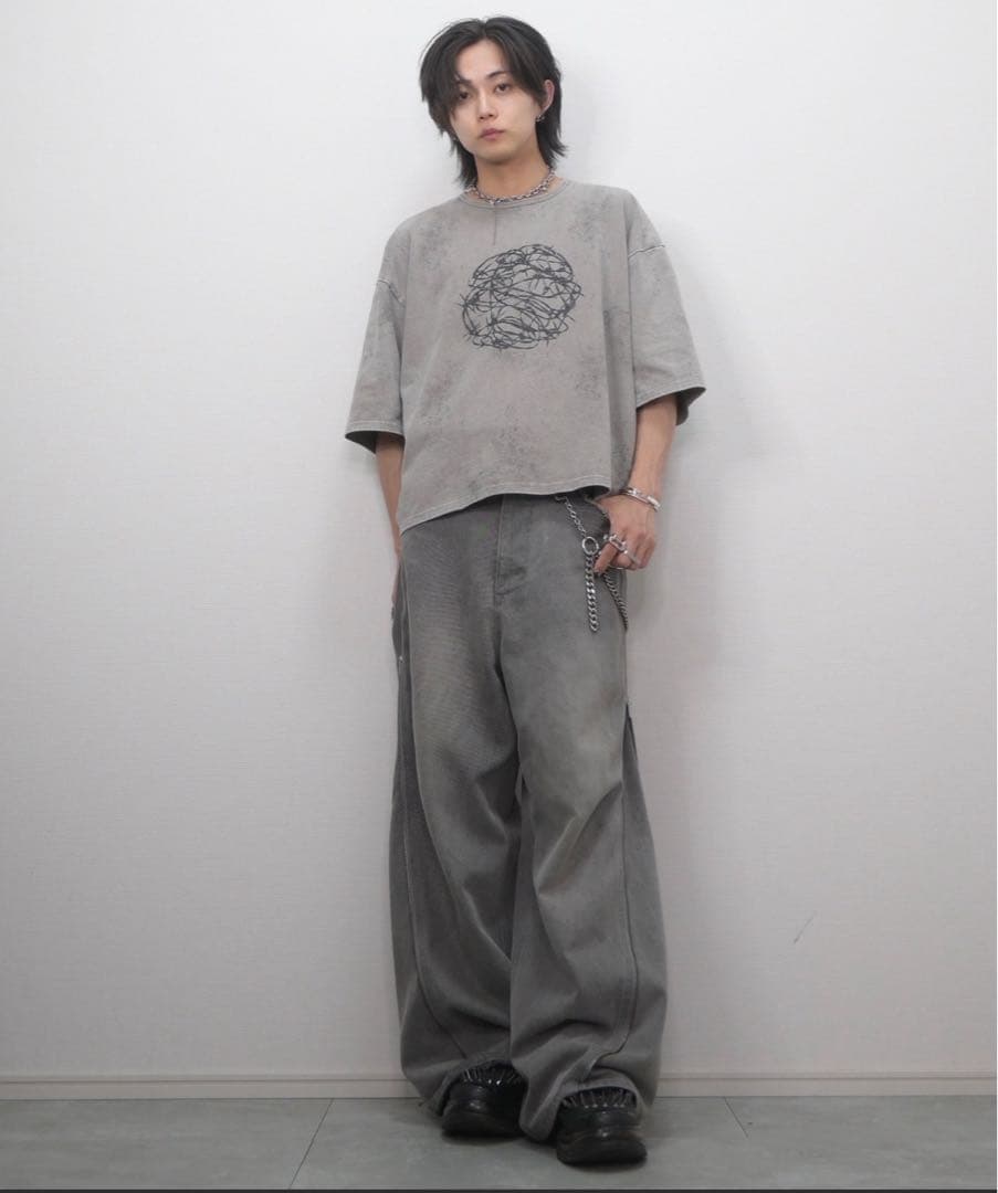 グレー グラフィックプリント Tシャツ M グランシー