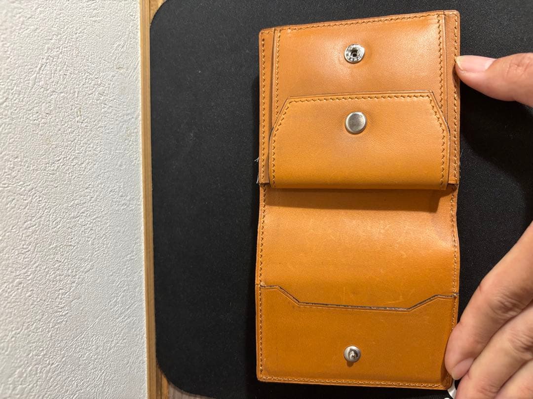 【万双】ミニ財布 クロコダイル キャメル