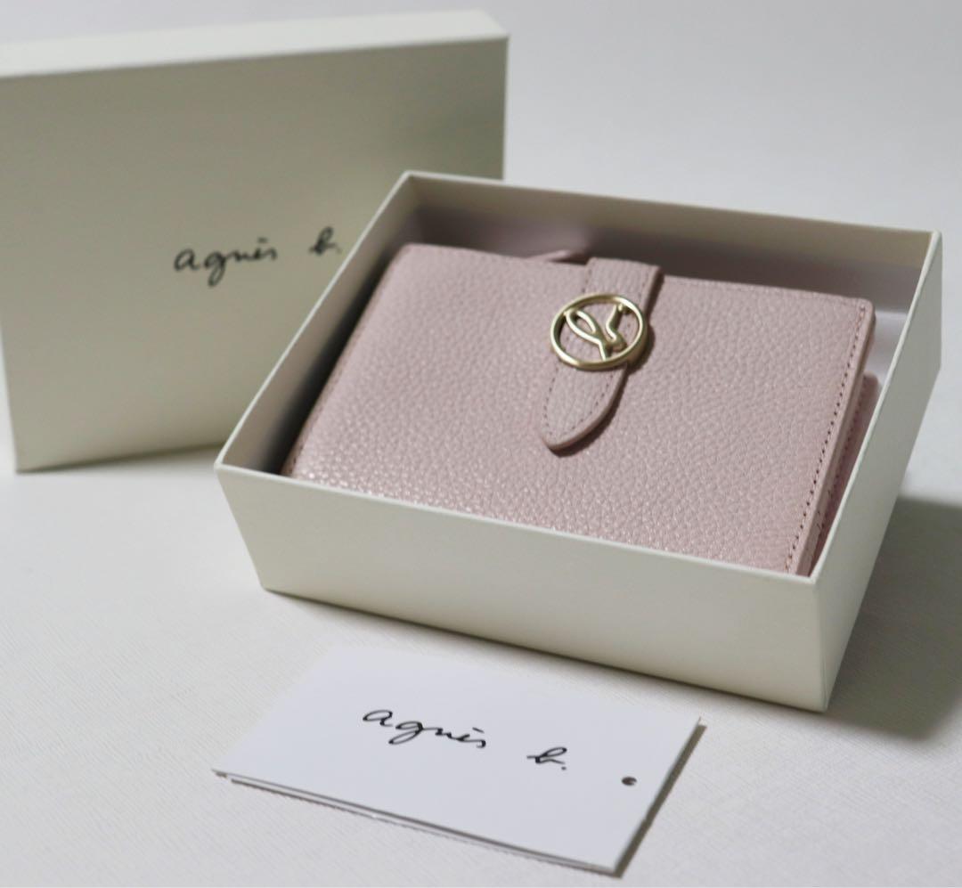 《アニエスベー》箱付新品 現行モデル ベルトデザイン 型押しレザー 2つ折り財布