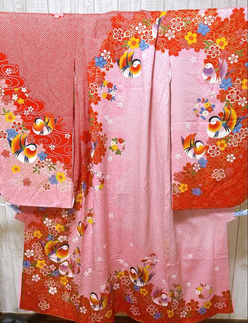 訳あり特価品♡七五三　7歳　女の子　ピンク　赤　鹿の子柄