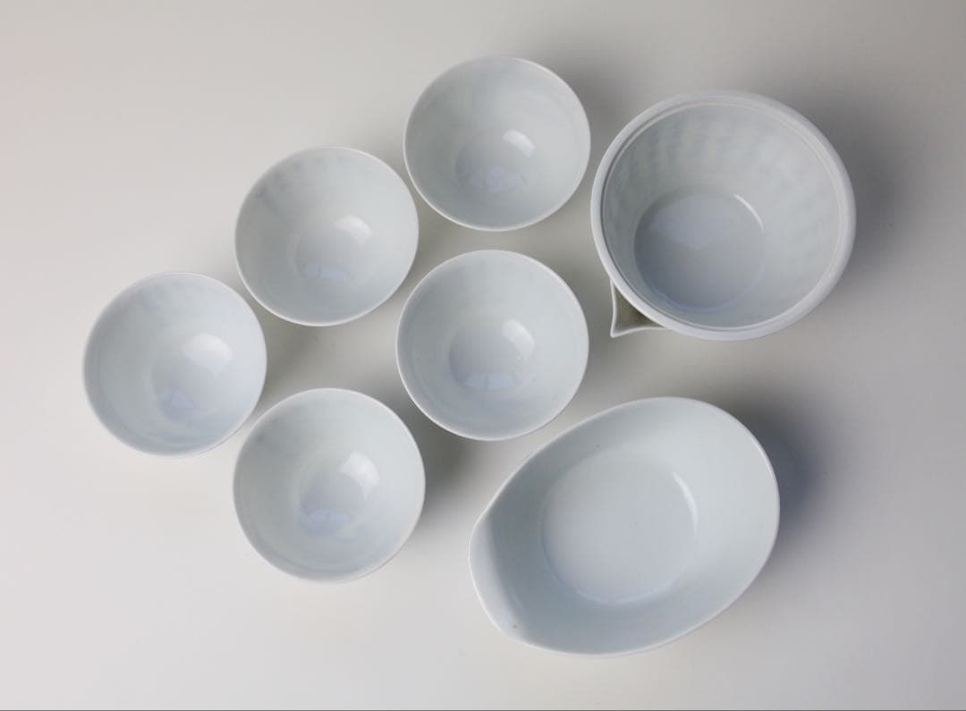 平安 春峰 染付 煎茶器 宝瓶 漢詩 茶碗 湯冷まし