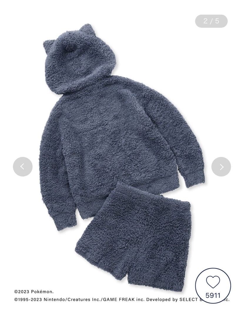 ジェラピケ ポケモン スリープ カビゴンパーカ&ショートパンツセット カビゴン