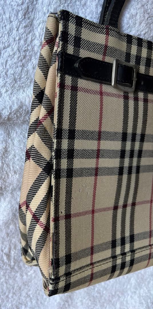 BURBERRYバーバリー 真品保証チェック柄キャンバスハンドバッグ