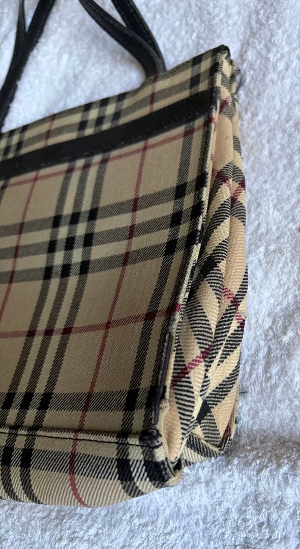 BURBERRYバーバリー 真品保証チェック柄キャンバスハンドバッグ