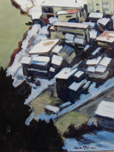 真下慶治、【左沢の最上川】、希少な大判画集より、新品高級額・額装付、状態良好