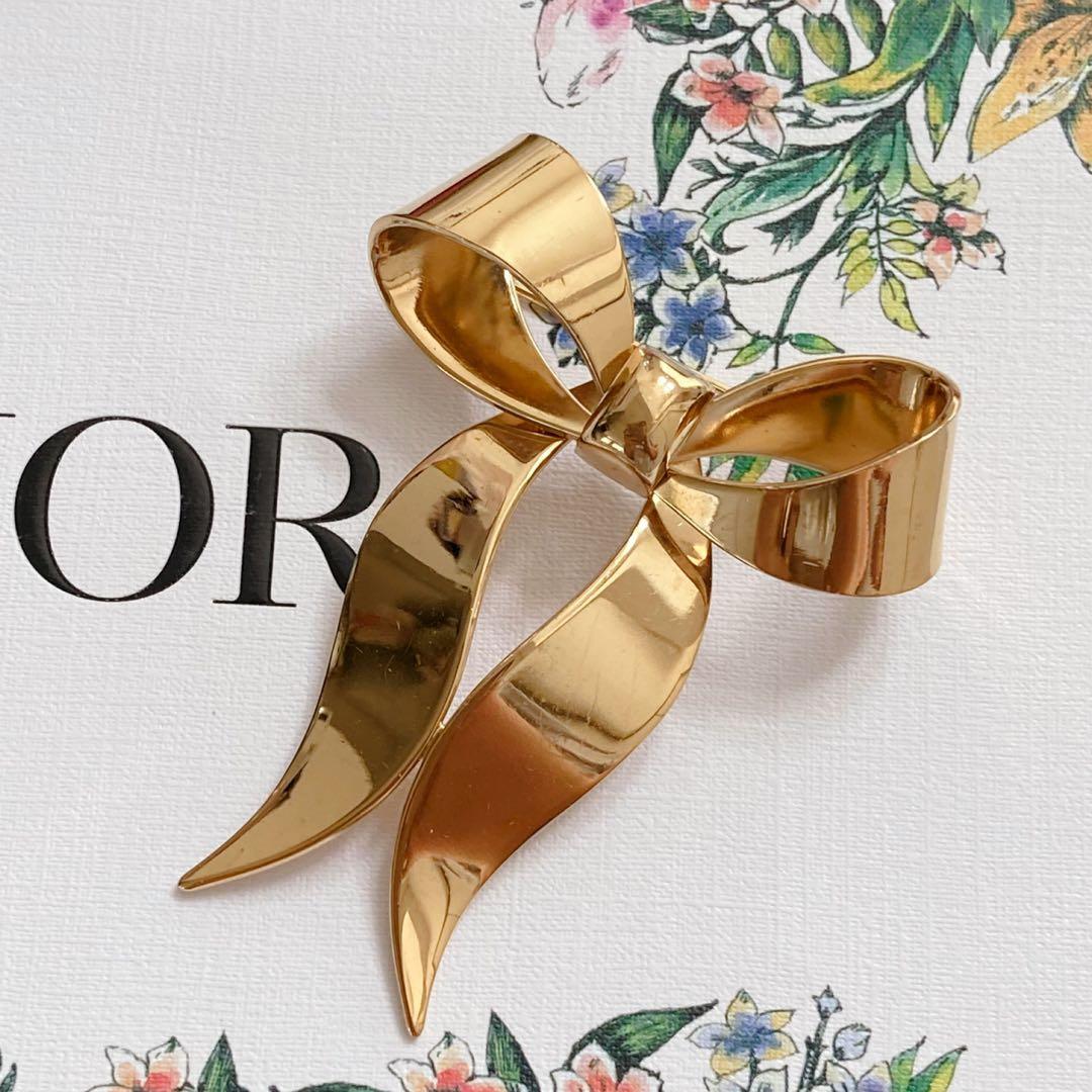 希少✨Christian ショップ Dior ディオール ヴィンテージ リボン ブローチ