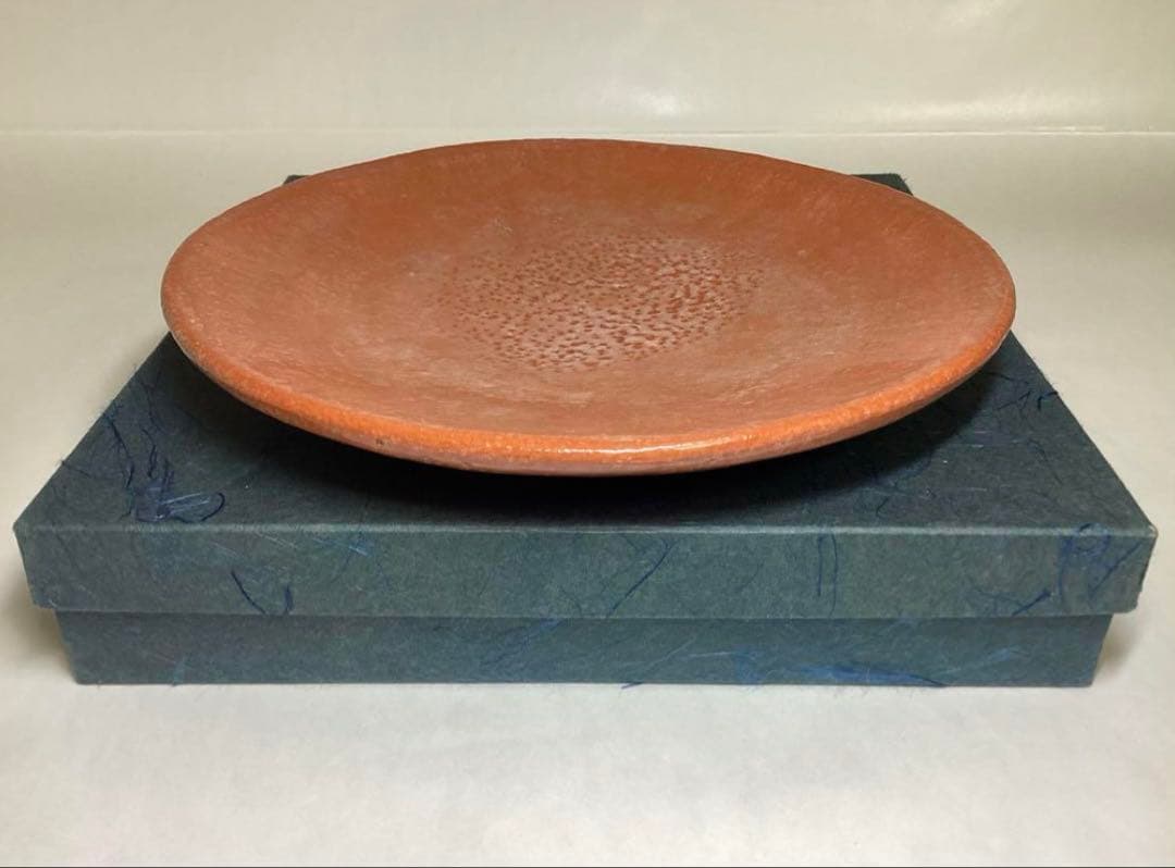 茶道具 古物品 本間焼 菓子器 赤丸 紙箱入