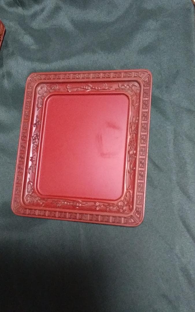 伝統工芸品(中国) 堆朱漆塗彫 箱と盆 No.357