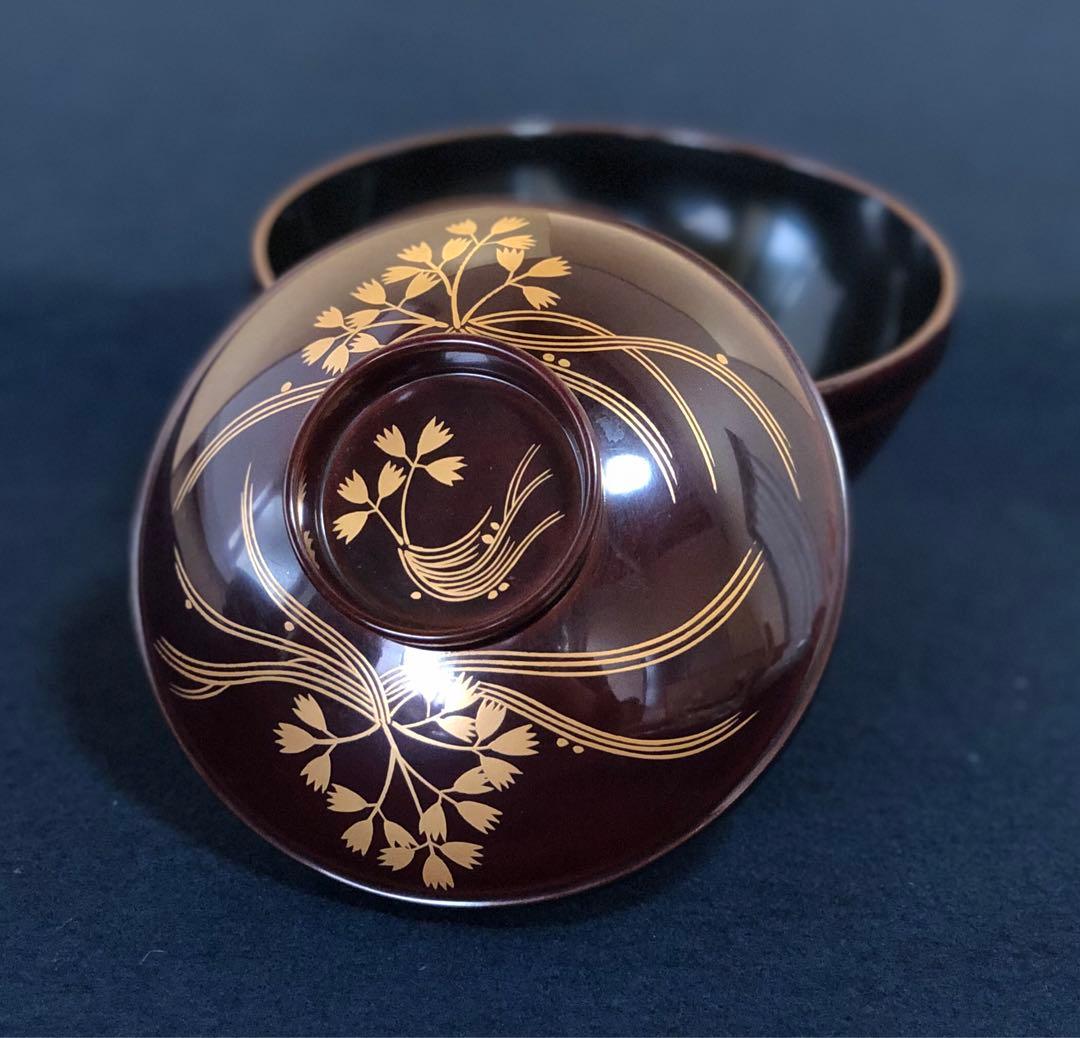 《R》輪島塗 芹蒔絵 吸物椀5客 木製漆器 懐石　250904H2