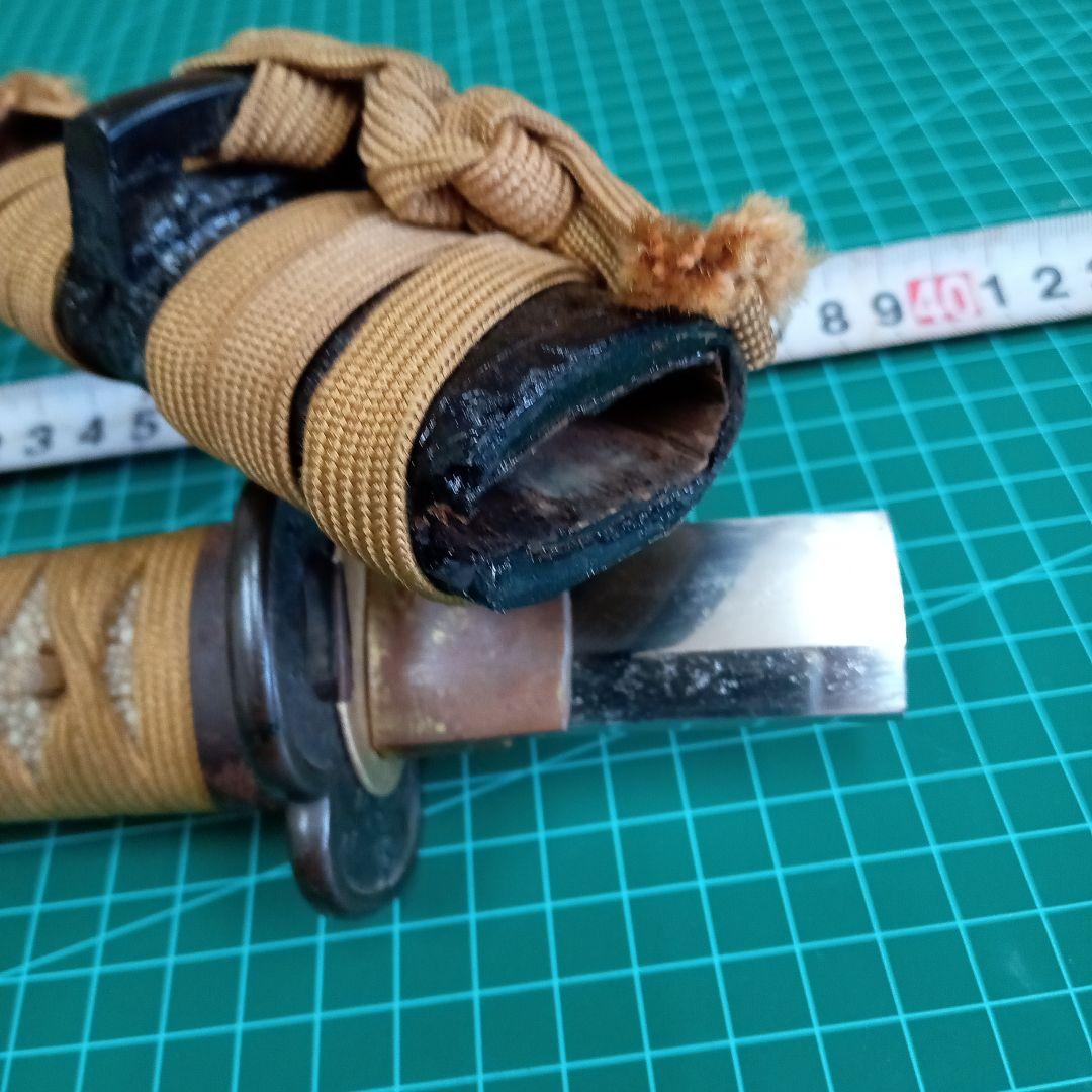 脇差拵え／残欠刃引合法カット品　玉鋼日本刀