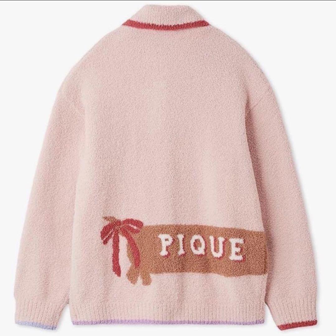 【新品タグ付き】ジェラートピケ ダックスフンド柄ジャガードカーディガン【PNK】