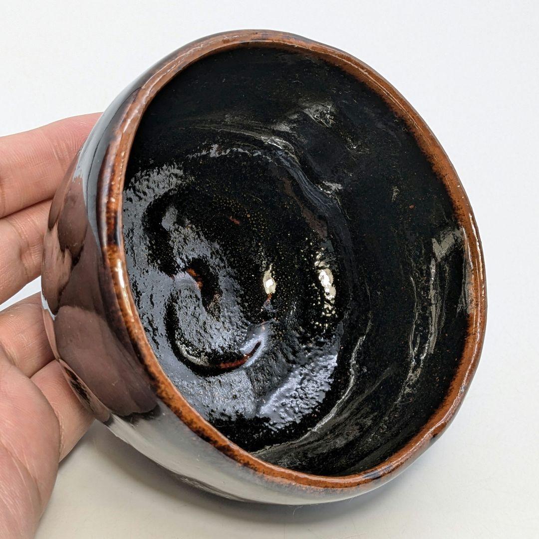 高橋道八 黒釉茶盌 共箱合布 抹茶碗 抹茶茶碗 茶道具 茶器 食器 京焼 清水焼