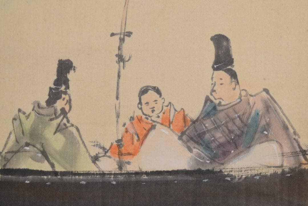 【模写】下村観山/川渡り図/掛軸☆宝船☆AB-86