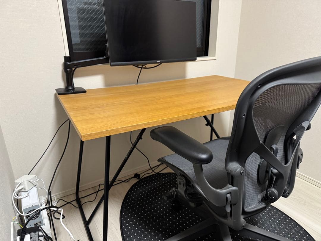 n*e様 無印良品 120cmデスク ・オーク材　折りたたみ収納可