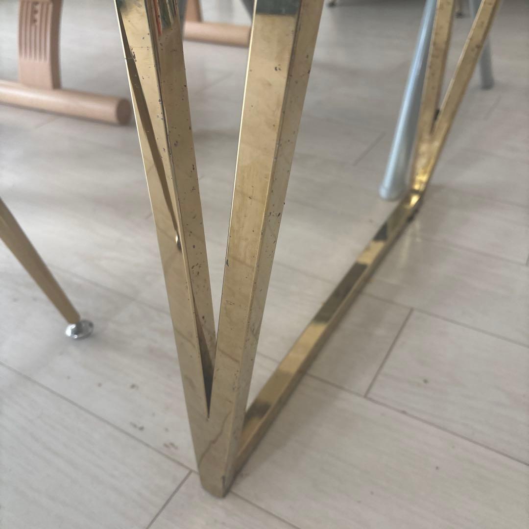 よしひろフランフラン ダイニングテーブル 大理石風ガラス ゴールド脚