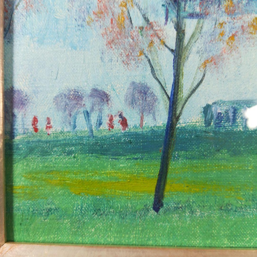 谷川智子　「アムステルダムの風車」　1975　油彩　額装　額絵