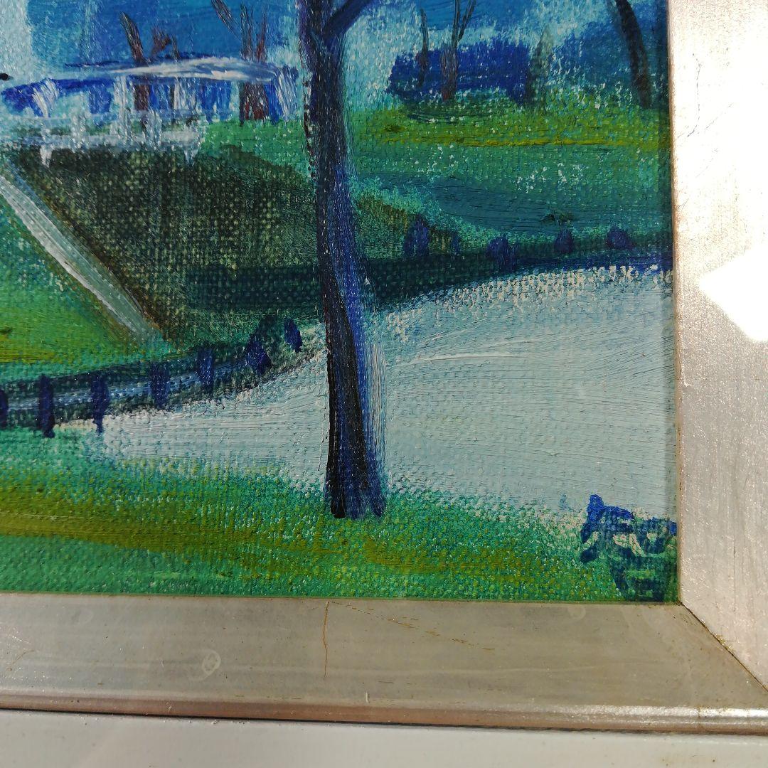 谷川智子　「アムステルダムの風車」　1975　油彩　額装　額絵