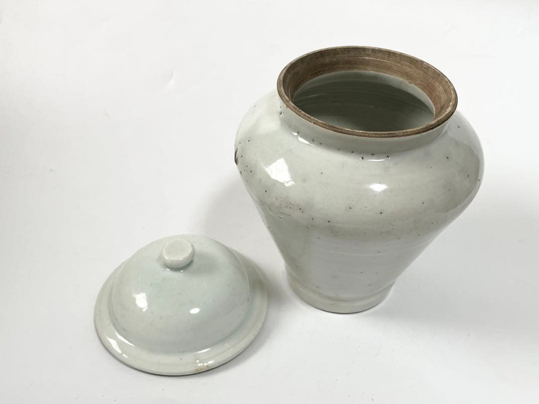 骨董 アンティーク 白磁 有蓋壺 沈香壺 古伊万里 白磁 李朝 蓋付壺