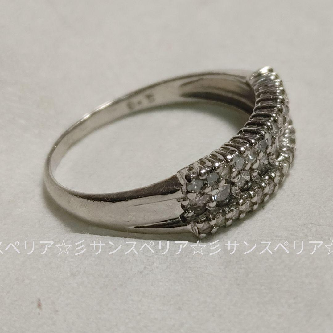 最終お値下げ Pt900 一文字0.5ct ダイヤモンドデザインリング