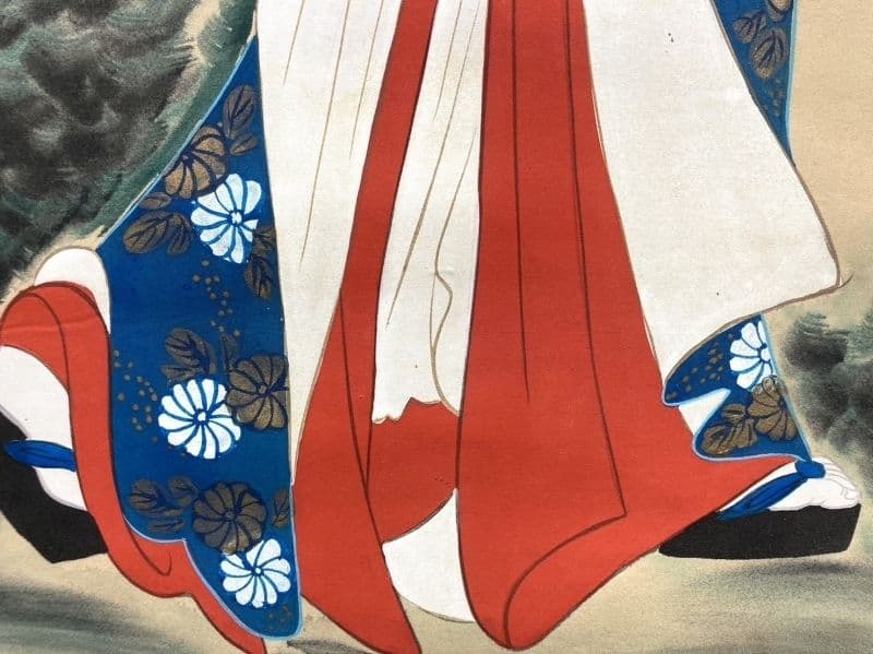 勝川春扇／2代目勝川春好 勝川春英師事「美人画」掛軸 絹本：江戸時代