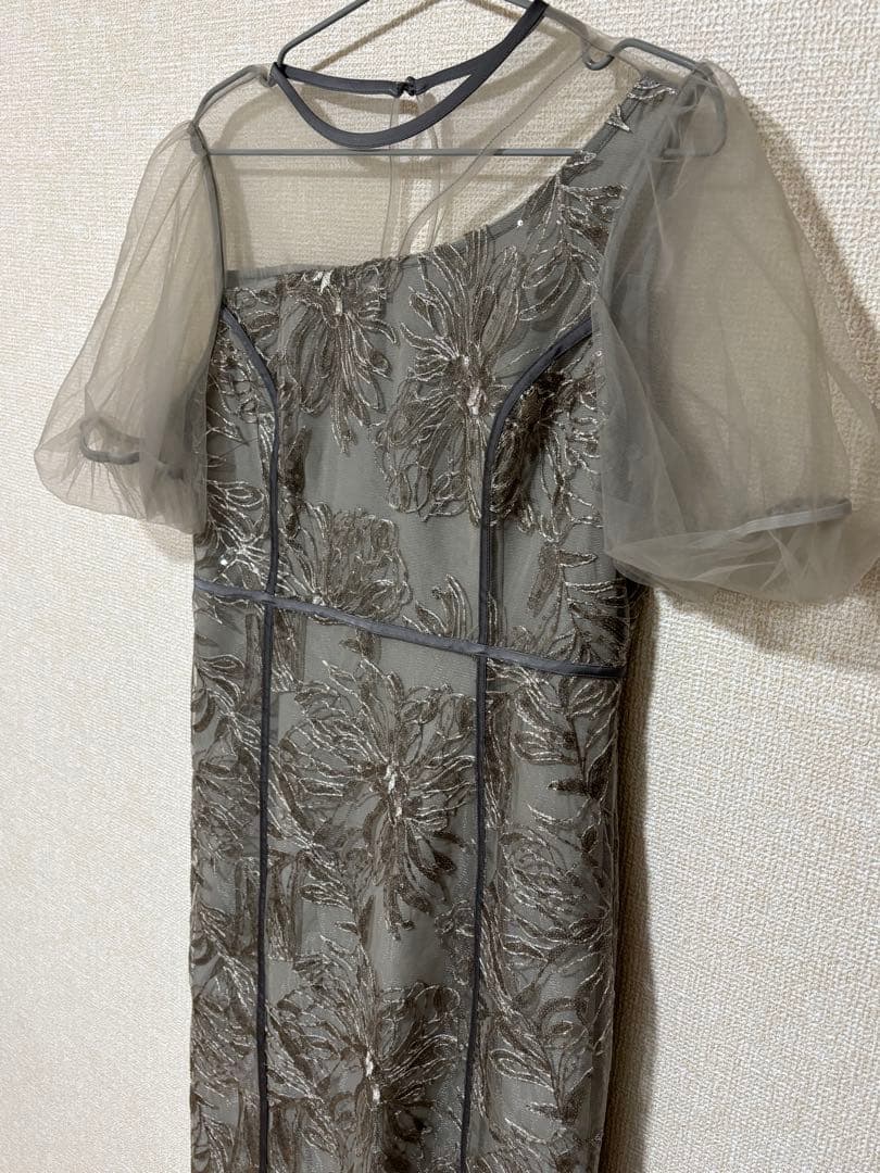 【お値下げ】leja アシンメトリーシアーフラワーワンピースドレス　オケージョン