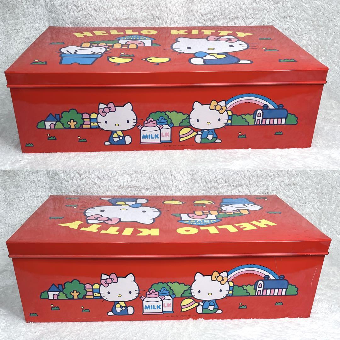 希少品 レア 昭和レトロ サンリオ キティちゃん ブリキ缶 収納ケース