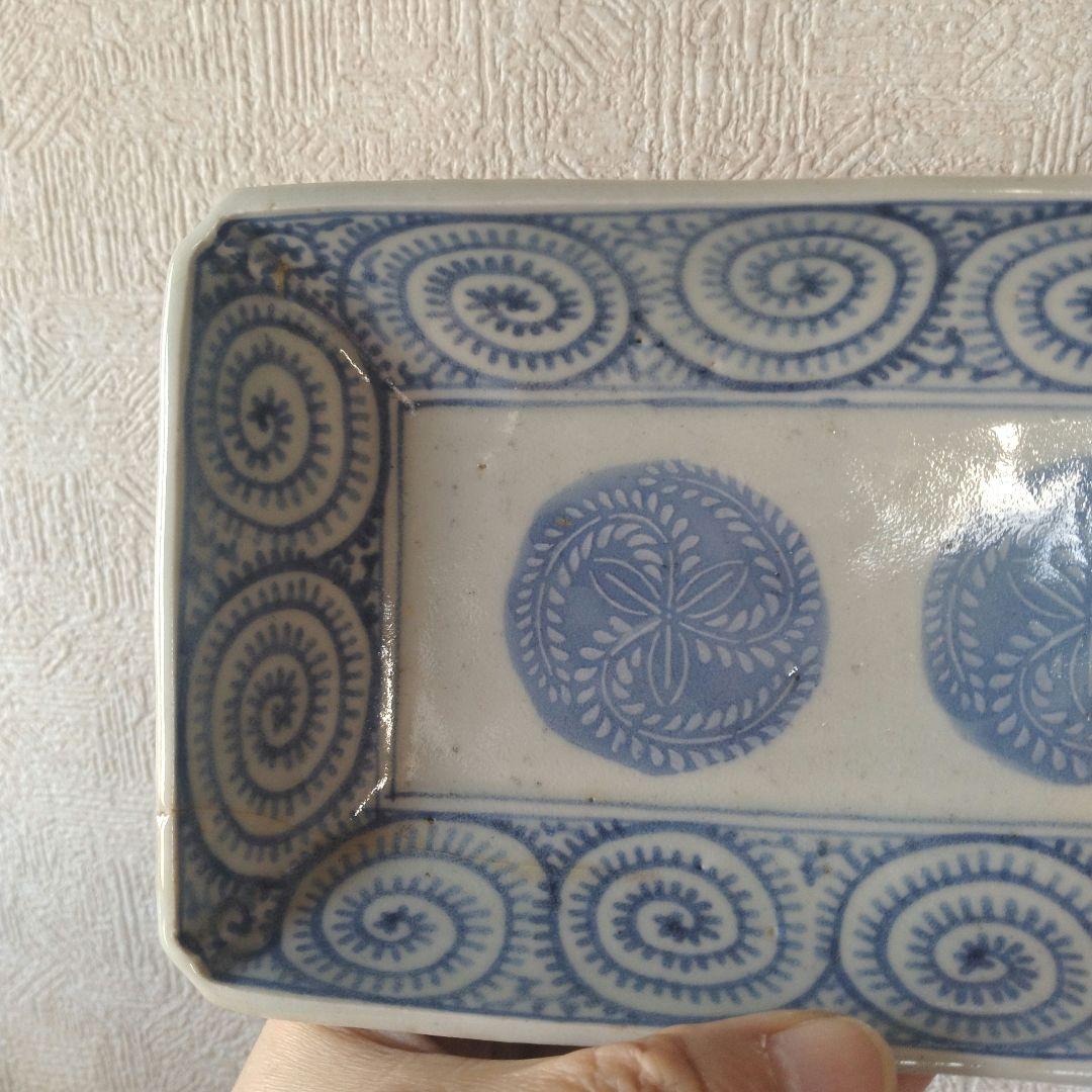 《新春セール！》古伊万里切込焼蛸唐草長皿二客