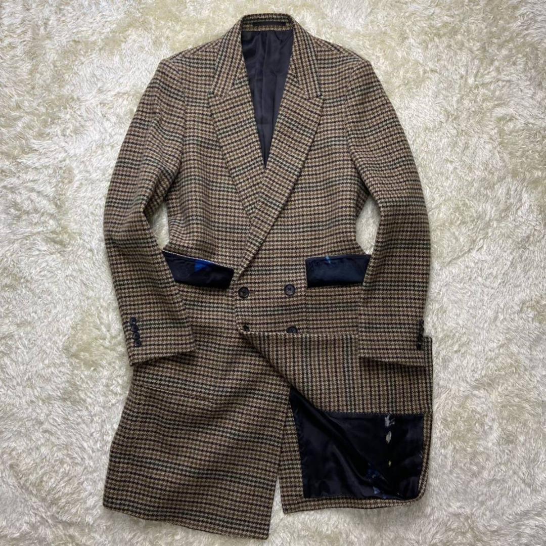 Paul Smith ロング チェスターコート 千鳥格子柄 × 裏地ペイント柄