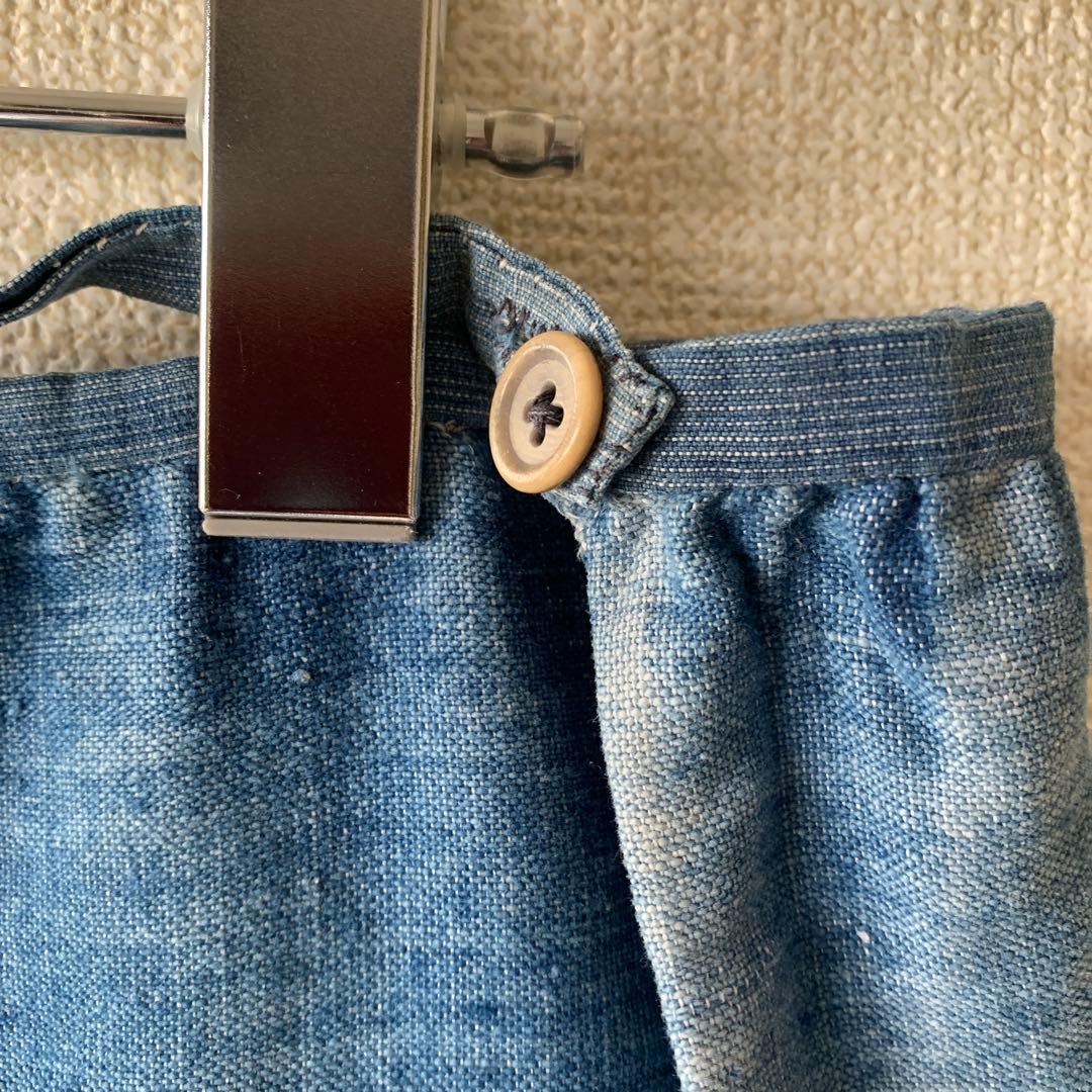 猫円　フレンチワーク インディゴリネン エプロン