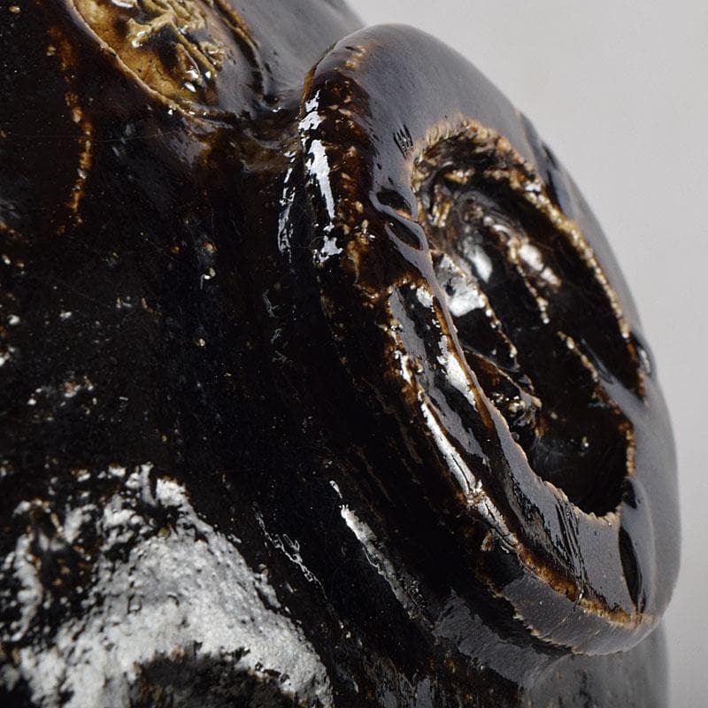 茶道具 楽吉左衛門作 鳳凰文 黒楽茶碗 共箱 M R9451