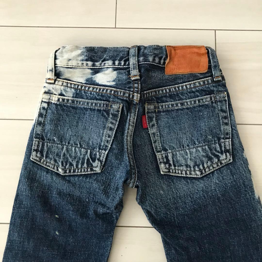 デニム&ダンガリー】ブリーチ加工デニムパンツペンキ飛ばし100cm本格