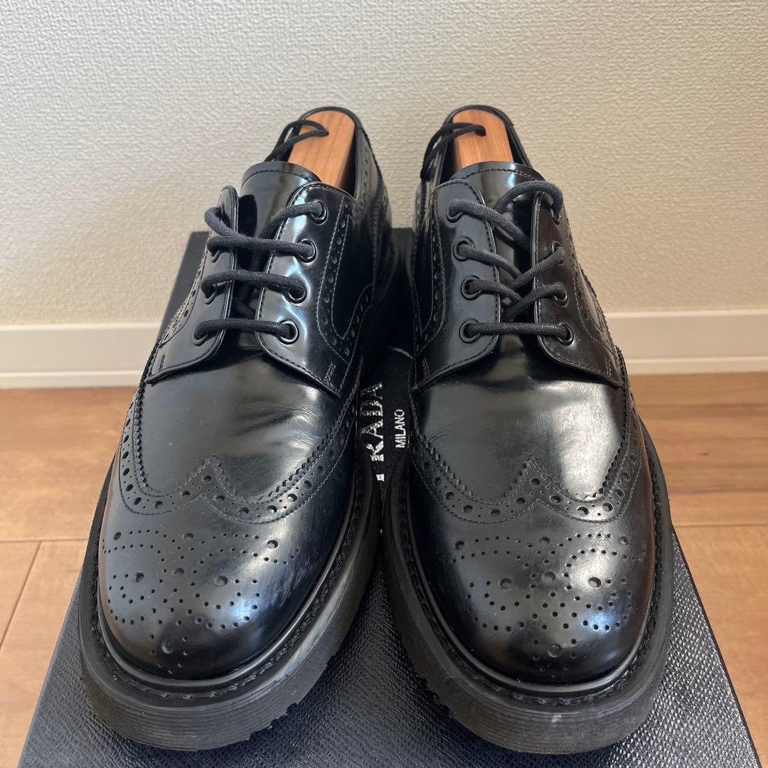 PRADA ウイングチップ レザーシューズ シャークソール ブーツ ローファー