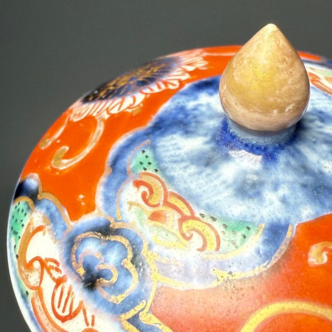 古伊万里 赤絵草花文様急須 アンティーク ティーポット 桐箱付 江戸