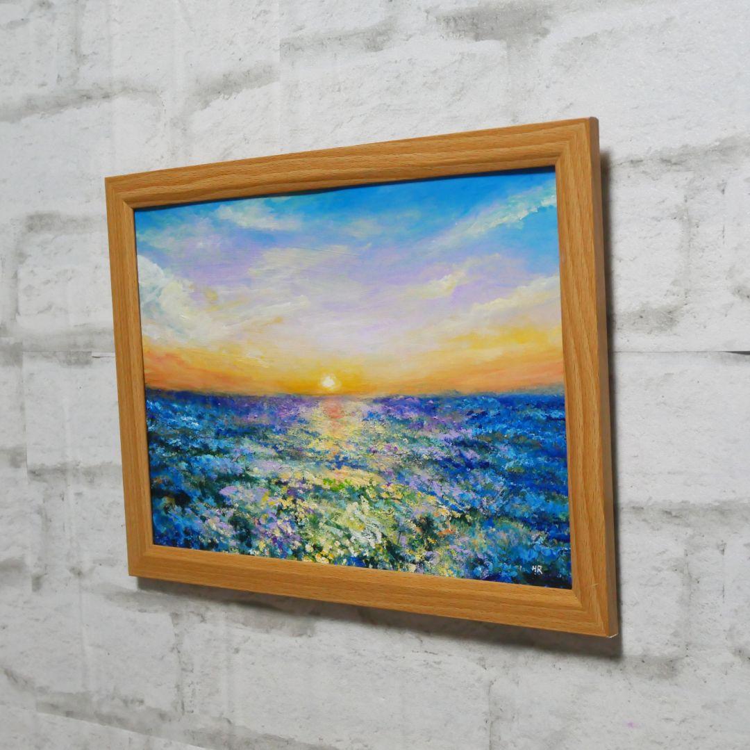 石狩の浜を描いた水彩画 F30号サイズ 特価 浜の風景 水彩画 F30